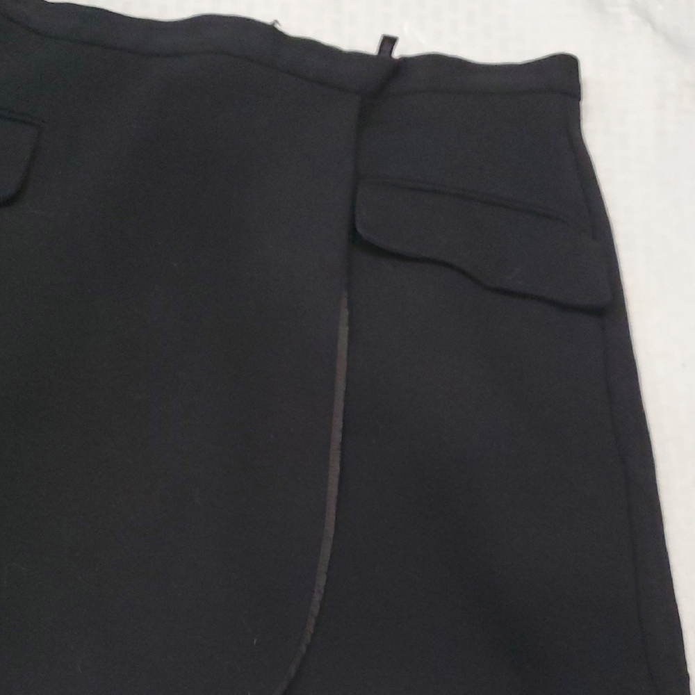 Theory Black Mini Faux Wrap Skirt With Front Pockets Sz L - Picture 2 of 9